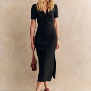 Sezane Elisa Black Midi Dress - NWT